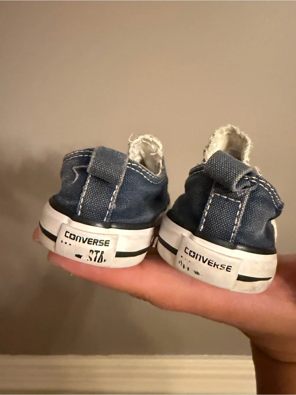 Converse Chuck Taylor All Star Blue Denim Slip On Hook Loop Infant Sneakers 6